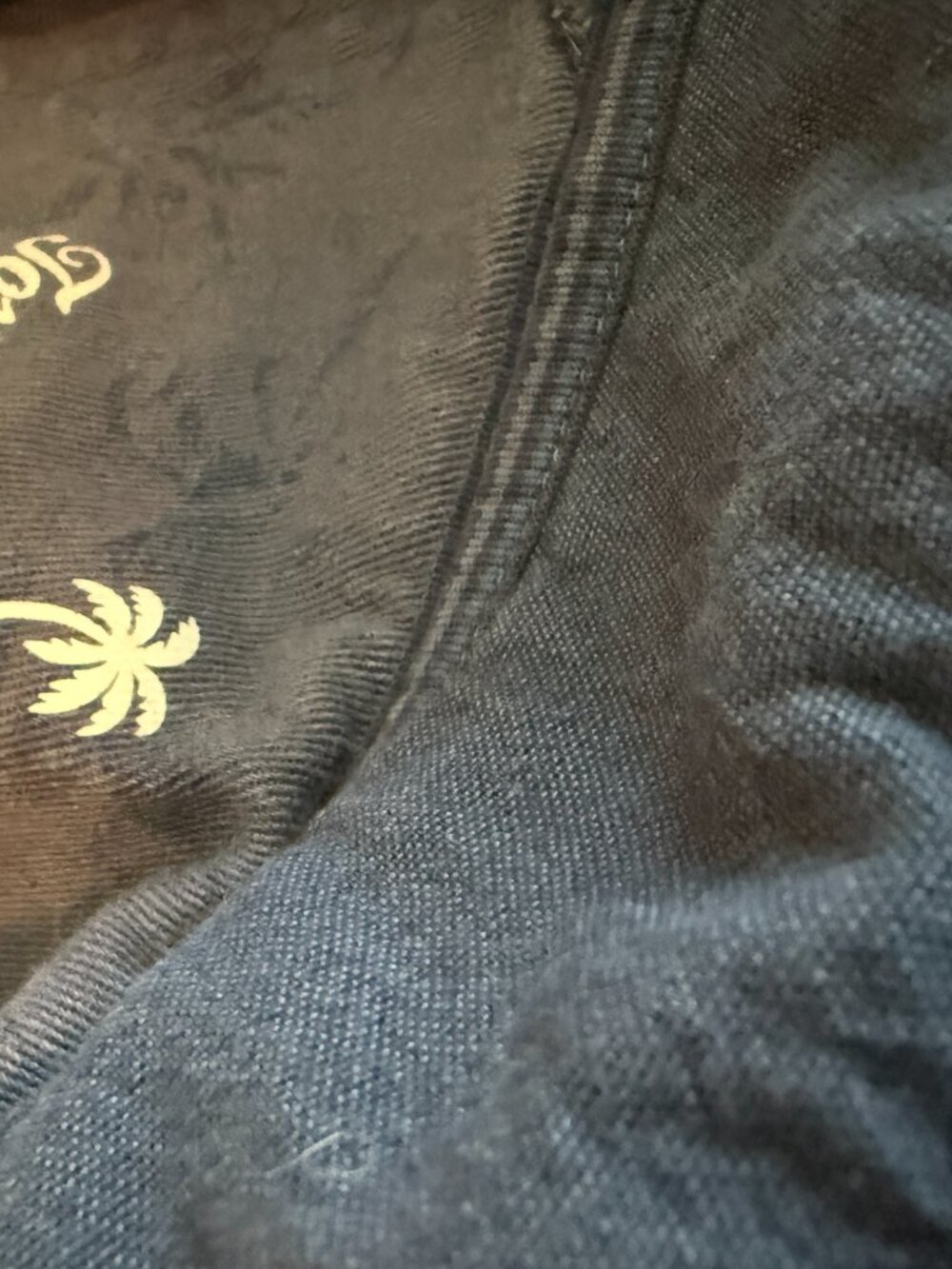 Tommy Bahama Large Navy Blue Zipper Pullover Sweatshirt Large Leather Accents - Picture 13 of 14